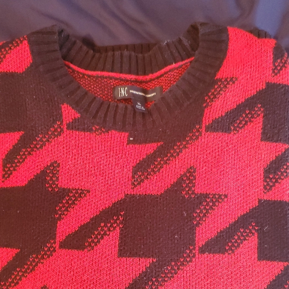 INC International Concepts Men's Red and Black Sweater